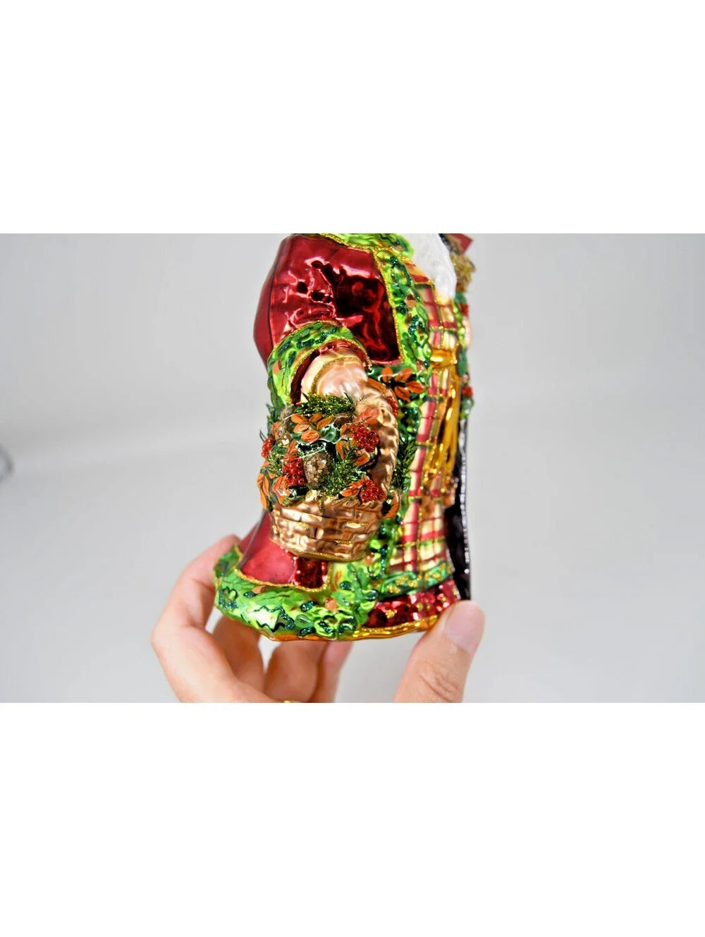 John Huras Blown Glass Ornament Santa Father Christmas Bird 14076 Neiman Marcus